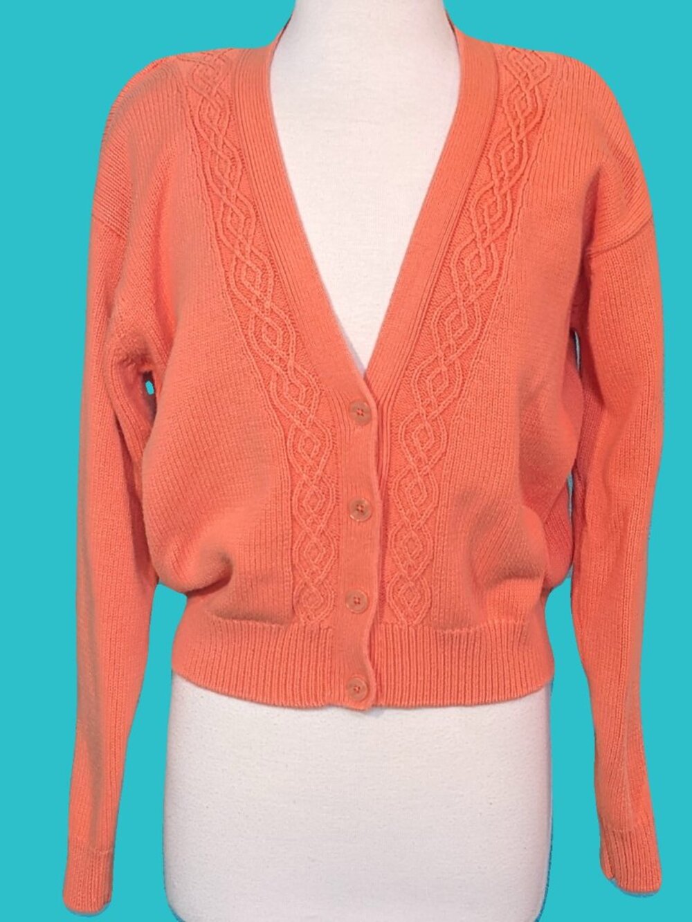 Essential Elements Vintage Orange Cardigan Size M